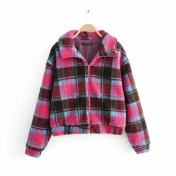 

Fashion New JJ65-9908 European and American fashion print lamb wool jacket