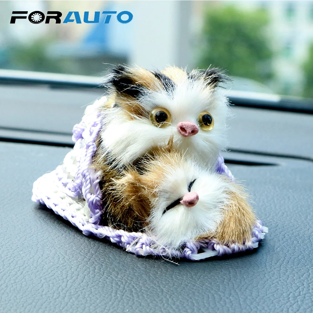 

FORAUTO Car Ornament Automobile Interior Dashboard Kids Toys Cute Decorations Plush Mother Cat and Kitten Dolls Auto Accessories