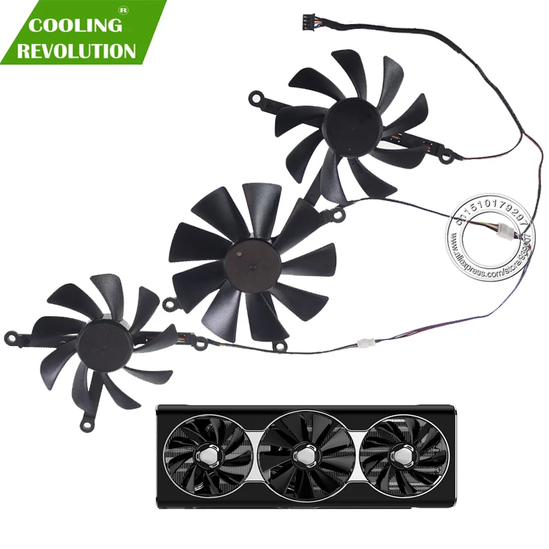 XHSESA Left Intermediate Right Cooling Fans Radiator Cooler Heat Sink for XFX RX5700XT 5600XT Thicc III Ultra Graphics Card Accessories 
