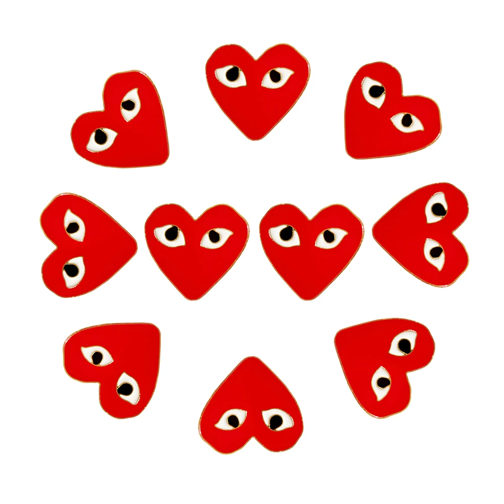 10 unids/lote rojo corazón broches Vintage esmalte Pin para las mujeres sombrero hermoso abrigo accesorios hebilla de bufanda de regalo de la joyería Pin al por mayor