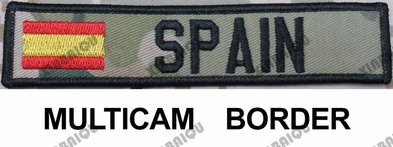 Вышивка Заказная заплата Испанский флаг пользовательское имя нашивка-лента Испания буквы крюк и петля Мультикам зеленый ACU черный AU FG Тан