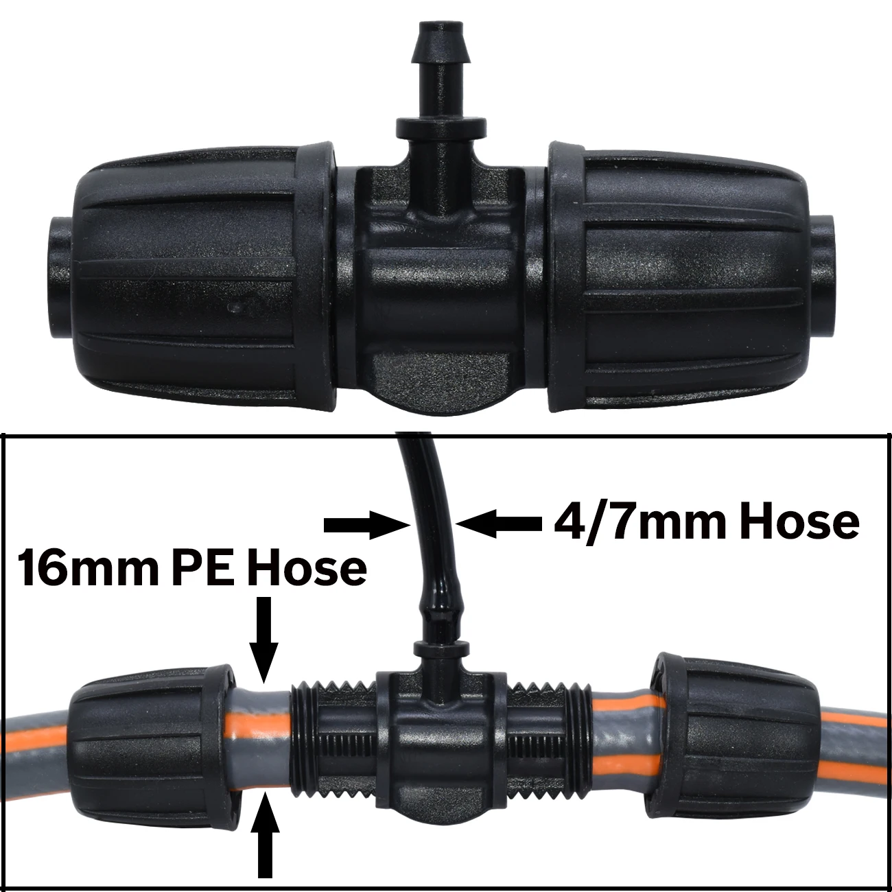 KESLA 10 Stück 16mm 1/2'' PE-Schlauch auf 4/7mm Schlauch-T-Verbinder mit Gewindesicherung Gartenbewässerungs-Wasseradapter auf 1/4'' Mikro-Schlauch – Detail 6