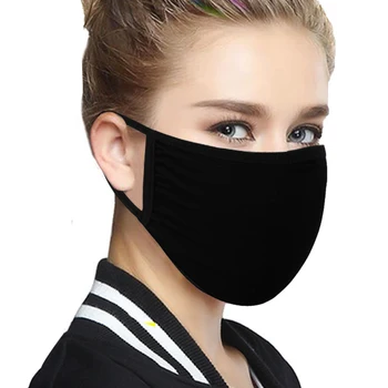 

Black White Cotton Face Mouth Cover Windproof Reusable Double Layer Respirator Dustproof Mouth Muffle Masque Filter