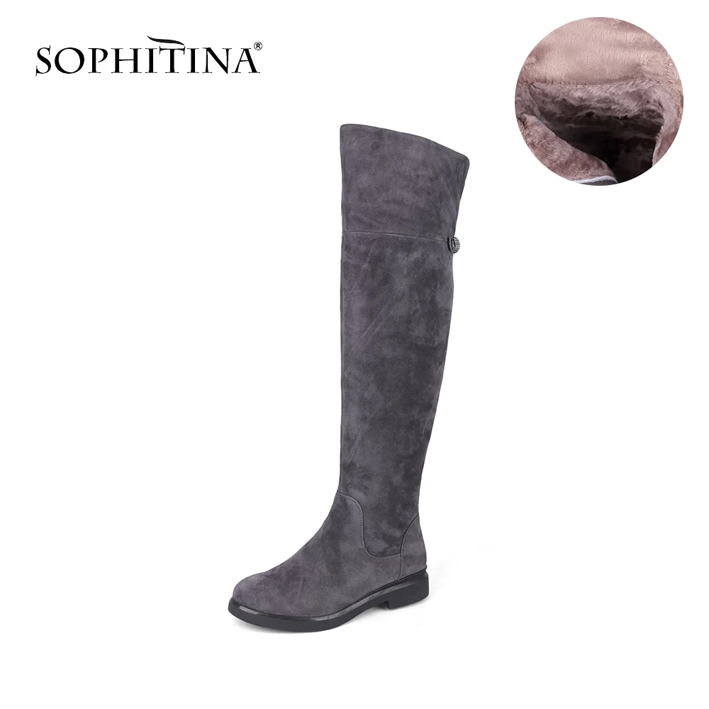 

SOPHITINA Winter Warm Boots High Quality Kid Suede Comfortable Round Toe Fashion Zipper Solid Shoes Women's Wool New Boots C220