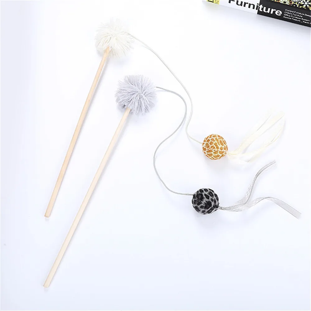 Котёнок Кот Игрушка Chaser Stick Leopard стиль плюшевый шар интерактивная игра забавная игрушка для домашних животных кошки интерактивный тизер аксессуары для домашних животных