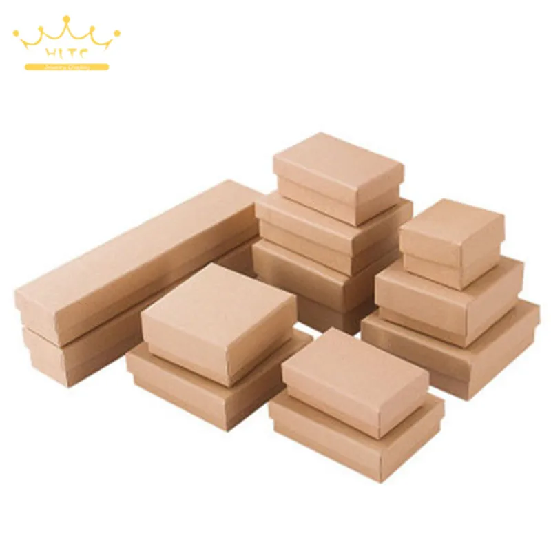 

Necklace Packaging Box Jewelry Storage Kraft Paper Box with Sponge Earring Ring Case Jewellry Organizer 6pcs/Lot