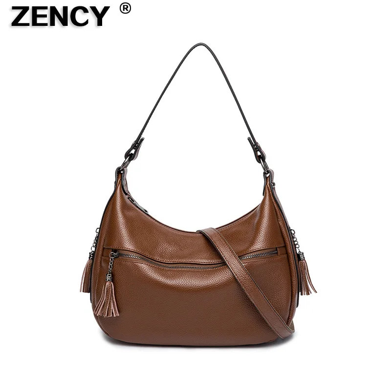 Couro de Vaca Design de Compras Superior do Ombro Bolsa do Mensageiro Zency Pequeno Genuíno Feminina Senhora Menina Real Camada Alça Bolsa