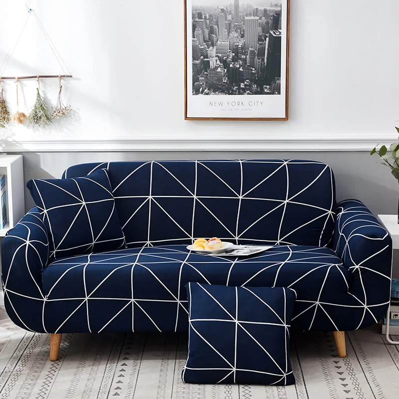 Универсальный Эластичный чехол для дивана из спандекса в форме L с геометрическим принтом, эластичные чехлы для диванов, Защитные чехлы для диванов 2 E 3 Lugares - Цвет: 01100-18