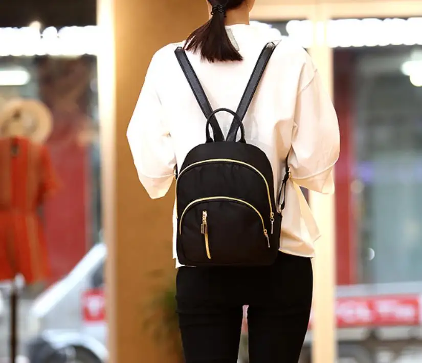 New Womens Fashion Girl School Bag Multifunction Small Backpack Cute Backpack Satchel Women Shoulder Rucksack Black