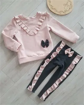 

Autumn Baby Girl Long Sleeve Bow Sweatshirt Long Pants Leggings Set Outfit Toddler Kid Clothes 2PCS