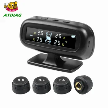 

Universally for Cars Solar TPMS Car Tire Pressure Alarm Monitor System Display Temperature Warning Fuel Save with 4 Sensors