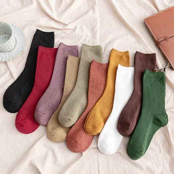 

Socks for woman cotton solid color crew sock Unisex male formelle socks spring summer casual socks meias wholesale