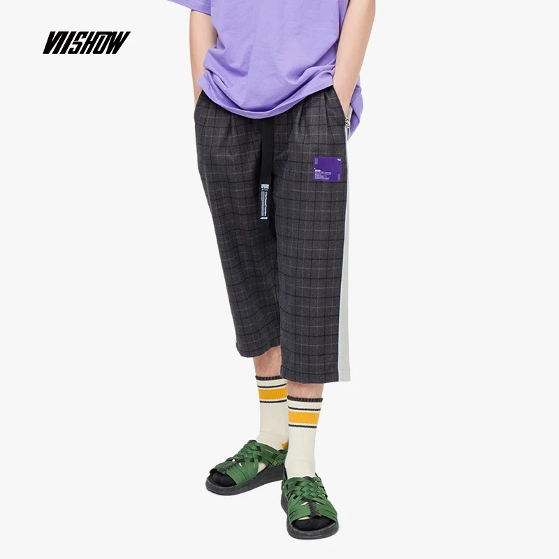 

VIISHOW 2019 summer new casual pants men nine pants youth plaid handsome men's pants KB1402192