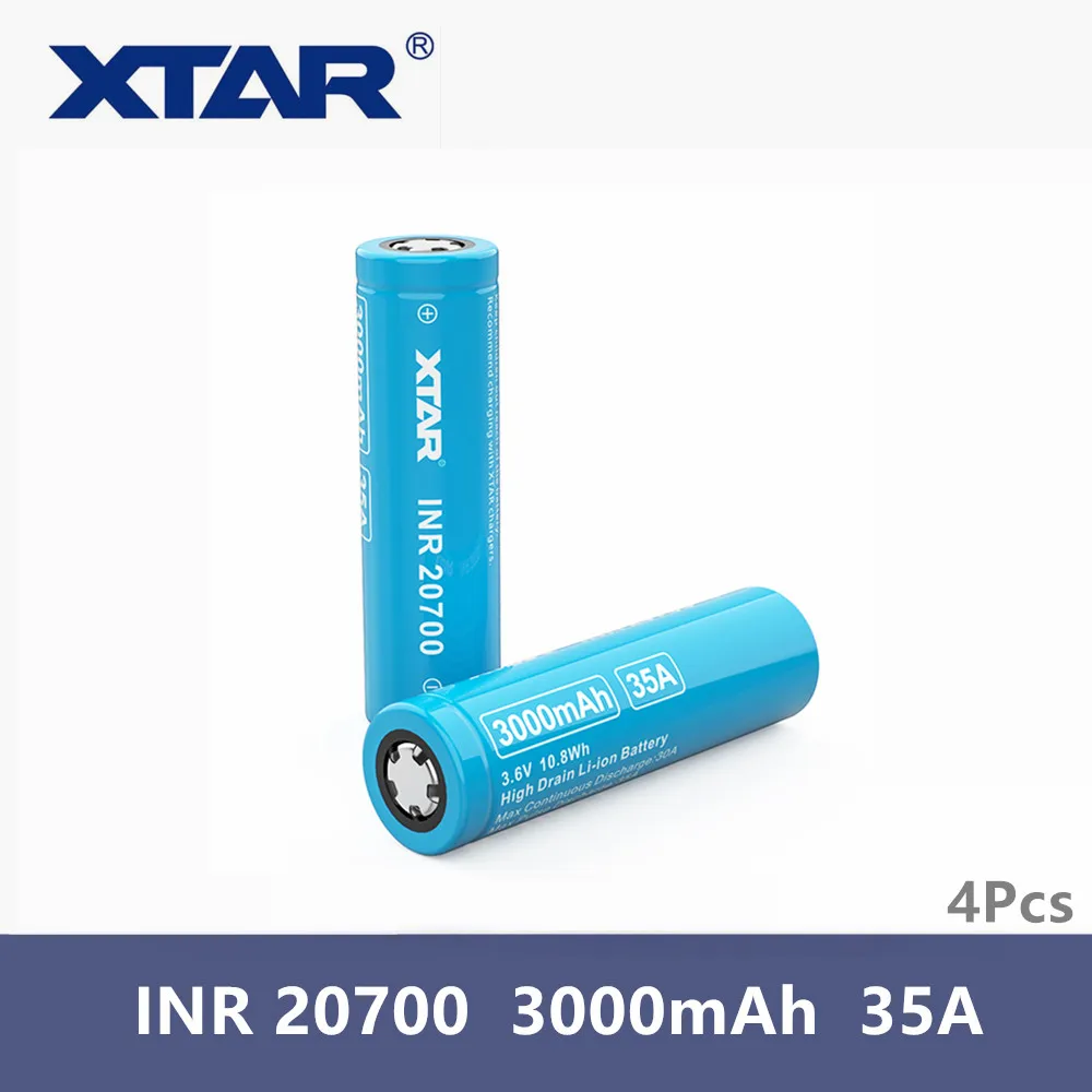 Оригинальный перезаряжаемый аккумулятор Xtar 4 шт. INR 20700 3000 мАч 3 6 В с высоким