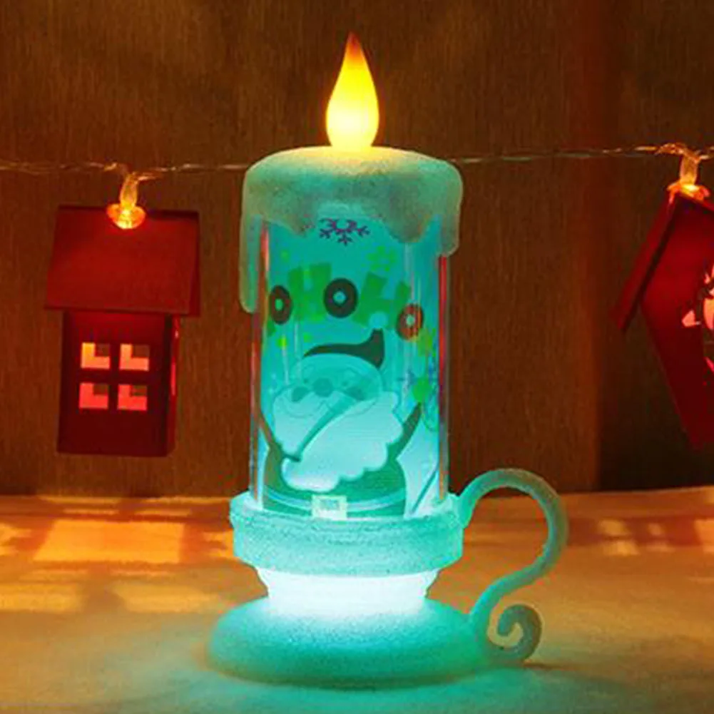 Electronic Craft Party Christmas Gift LED Candle Desktop Pillar Snowman New Year Santa Claus Home Decor Night Colorful - Цвет: C L