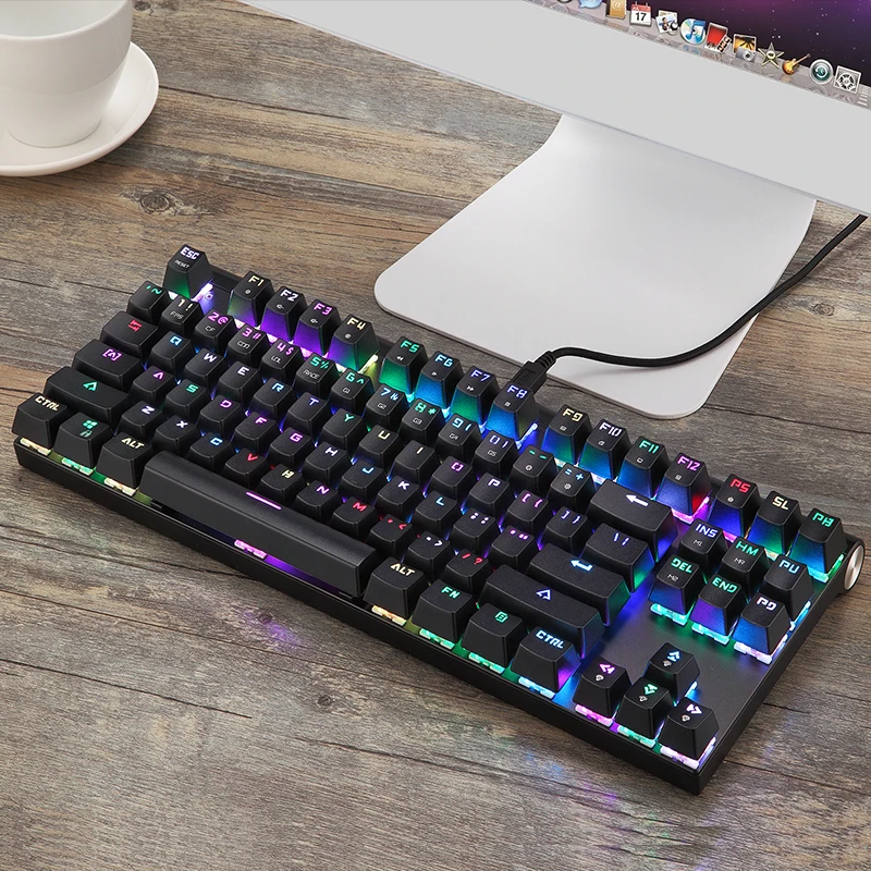 Original Motospeed CK101 RGB Mechanical Keyboard 87 USB Wired Anti-Ghosting Mix LED Backlit Gaming Keyboard For Computer Gamer