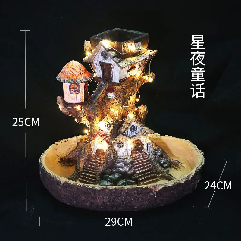 Micro landscape Flowerpot Succulent Plant Pot Office Household Flower Pot With Lamp Garden Decoration wholesale dropshipping (80)