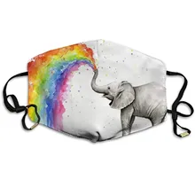 Masque facial Non jetable en forme d'éléphant arc-en-ciel, Protection contre la poussière des animaux de dessin animé, réutilisable, lavable, Mondkapjes