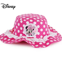 Милые кружевные шляпы Принцессы Диснея для маленьких девочек, мягкие хлопковые летние пляжные шапочки с изображением Минни Маус