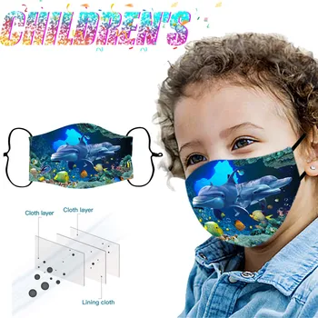 

Face Mask for Children Adjustable Earloop Mouth Cover Reusable Mouth Mask Washable Printed Dolphin Face Mask