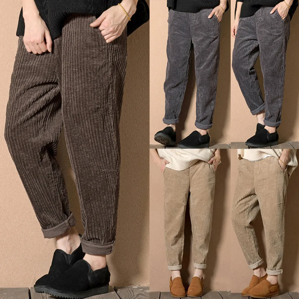 New Women's Harem Pants Autumn Winter Warm Corduroy High Waist Pants Plus Size Casual Pants Vintage Loose Trousers Femal#y2