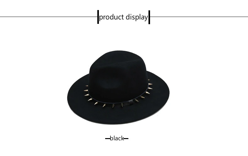 Женские Fedoras Новая Европа и Америка осень зима шерстяная войлочная шляпа Заклепки декоративный Топ джазовая шляпа для мужчин женщин