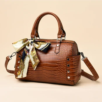 

Scarf Handbag tote shoulder bag Alligator pattern crossbody messenger bags bolsa feminina luxury handbags women bags designer
