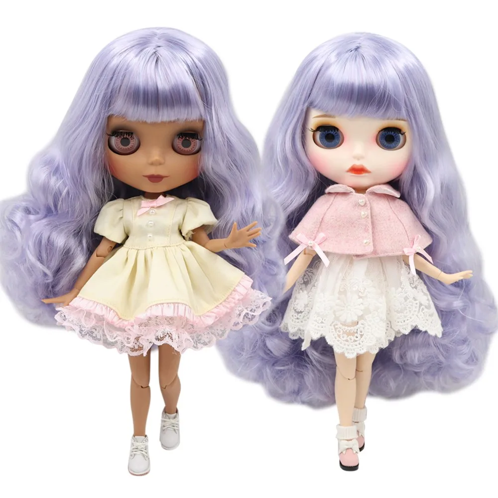 ICY DBS Blyth doll purple mixed hair with white/dark skin customized matte face nude Joint body BL6005/1049