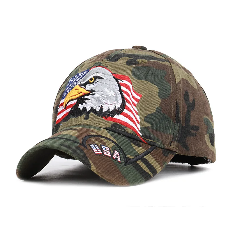 

American Flag Hawk Embroidered Camouflage Usa Baseball Cap Leisure Duck Tongue Sunshade Tactical Jungle