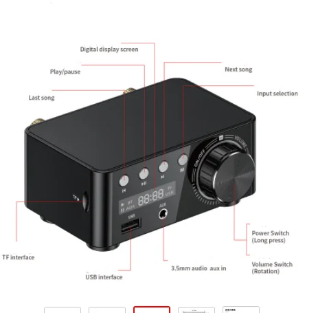 50 Вт* 2 Мини Класс D стерео Bluetooth 5,0 TPA3116 цифровой усилитель мощности TF 3,5 мм USB вход Hifi аудио домашний усилитель для мобильного