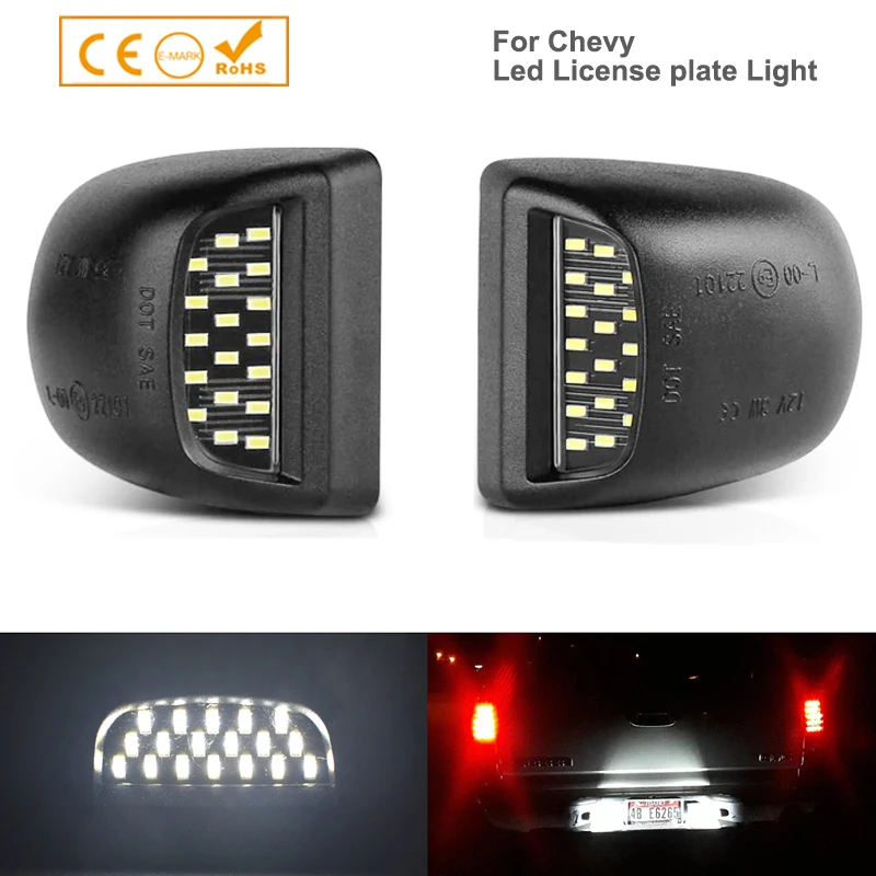 Белый светодиодный светильник для номерного знака 18SMD 2 шт. корпус IP68 Chevy Silverado