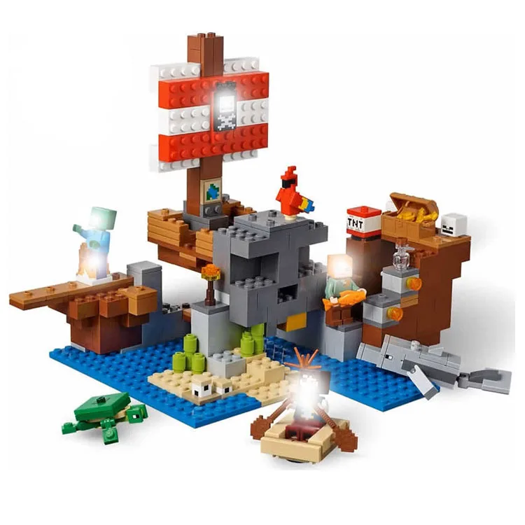 

11170 404pcs My World Pirate Ship Big Adventure Building Blocks Compatible With Legoinglys 21152 Bricks Toys For Children