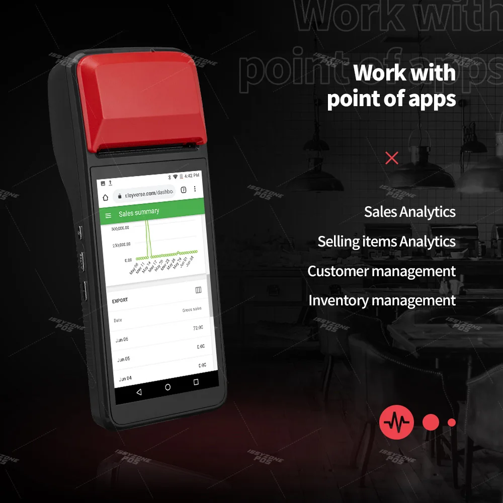 IssyzonePOS Android 7 1 PDA Themal чековый принтер ручной POS терминал Bluetooth 4 0 Wifi 4G 1W динамик
