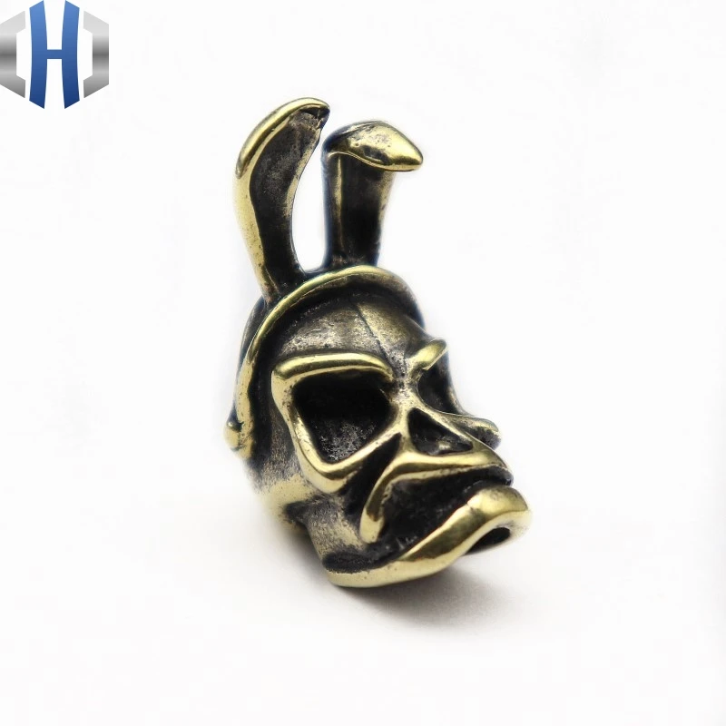 Brass Панк череп латунный нож бусины Парашютная веревка бусина Открытый EDC Кролик уха Череп Бусы на веревочке - Цвет: Brass