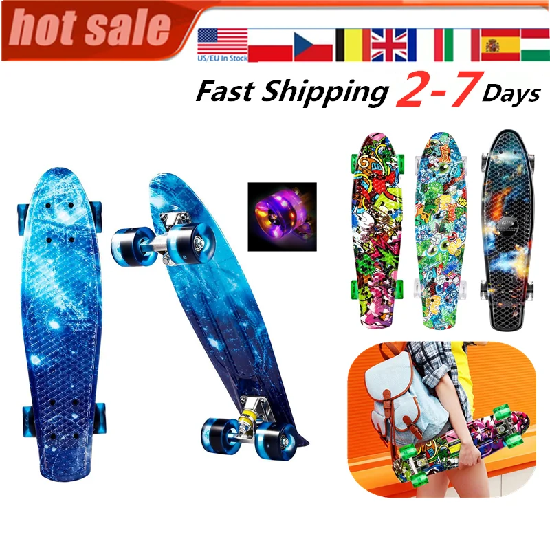 22" Cruiser Style Skateboard Outdoors Fun Plastic Deck Skate Board With Led  Light Wheels Perfect For Kids Teens Adults Sports - Skate Board &  Accessories - AliExpress