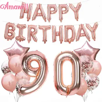 

Amawill Rose Gold 30th 40th 50th 60th 70th 80th 90th Birthday Balloons Kit Happy Birthday Foil Balloons Party Decoration 75D
