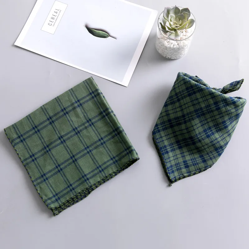 Dark Green Hylidge, на шнуровке, мягкая хлопковая бандана для малышей, нагрудники для девочек и мальчиков, модная клетчатая детская одежда, квадратный треугольник, шарф, 1 предмет, слюнявчик - Цвет: Dark Green