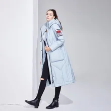 Зимний женский пуховик, длинный, Сверхлегкий, натуральный, пуховый, роскошный, высокое качество, женский пуховик на утином пуху#95091