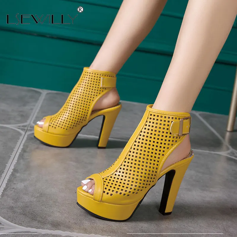 red platform thick heels