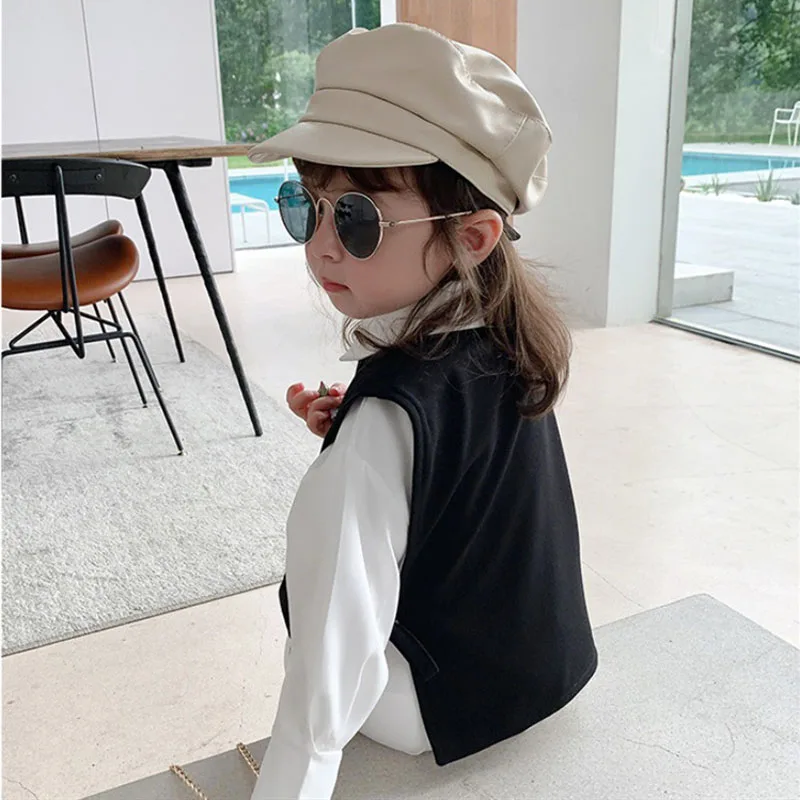 Kids Clothing Set Girls Clothing Set Girls' Spring Autumn Clothes Set Japanese Korean Style Vest + White Shirt Lapel 2PCS Children'S Suit Baby KIds Fashion Top