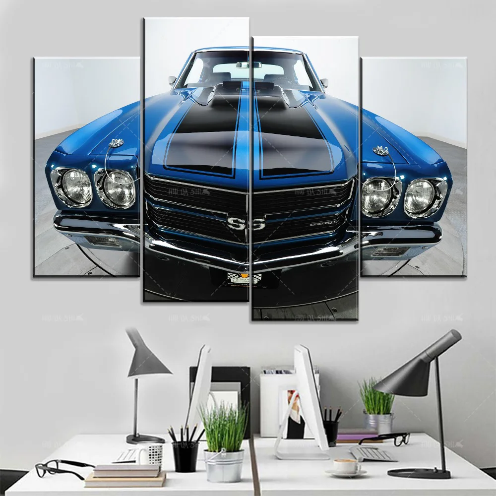 Настенное искусство украшение для дома 5 панелей Chevelle SS синий черный мышечный