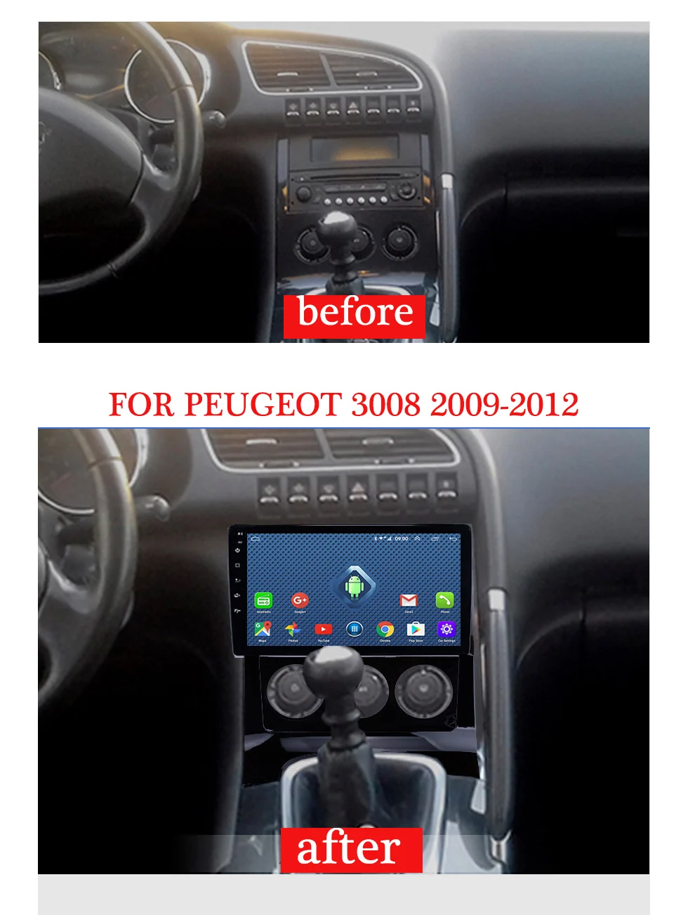 Clearance 4G Lte All Netcom Android 8.0 2.5D full touch Screen 9 inch Car GPS Navigation Multimedia For peugeot 3008  2009-2012 2