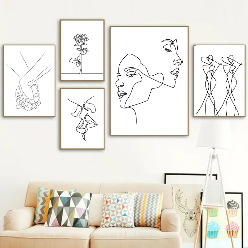 

Nordic Minimalist Line Drawing Sexy Woman Body Nude Posters And Prints Canvas Art Paintings Wall Pictures For Bedroom Decor