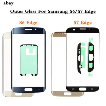 

S7 S6 EDGE Front Outer Glass Lens Cover replacement For Samsung Galaxy S6 S7 Edge G925 G935 G935F G935FD LCD glass+Adhesive
