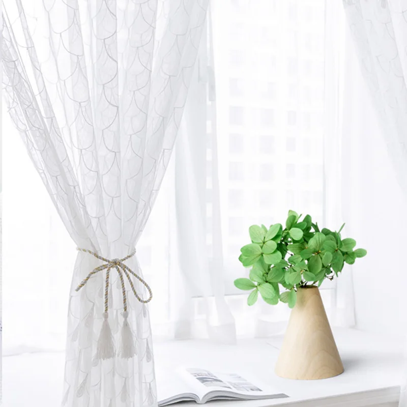 MCAO Punch Free Semi Sheer Curtains Velcro Self Adhesive Voile ...