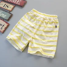 Новинка; летние детские повседневные шорты в полоску из чистого хлопка; детские свободные шорты в полоску в Корейском стиле