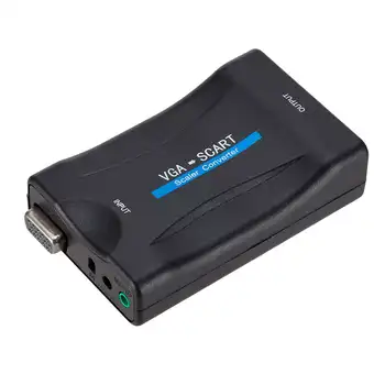 

Vga To Scart Video Audio Converter Adapter With Remote Control Usb Dc Power Cable And Vga Cables