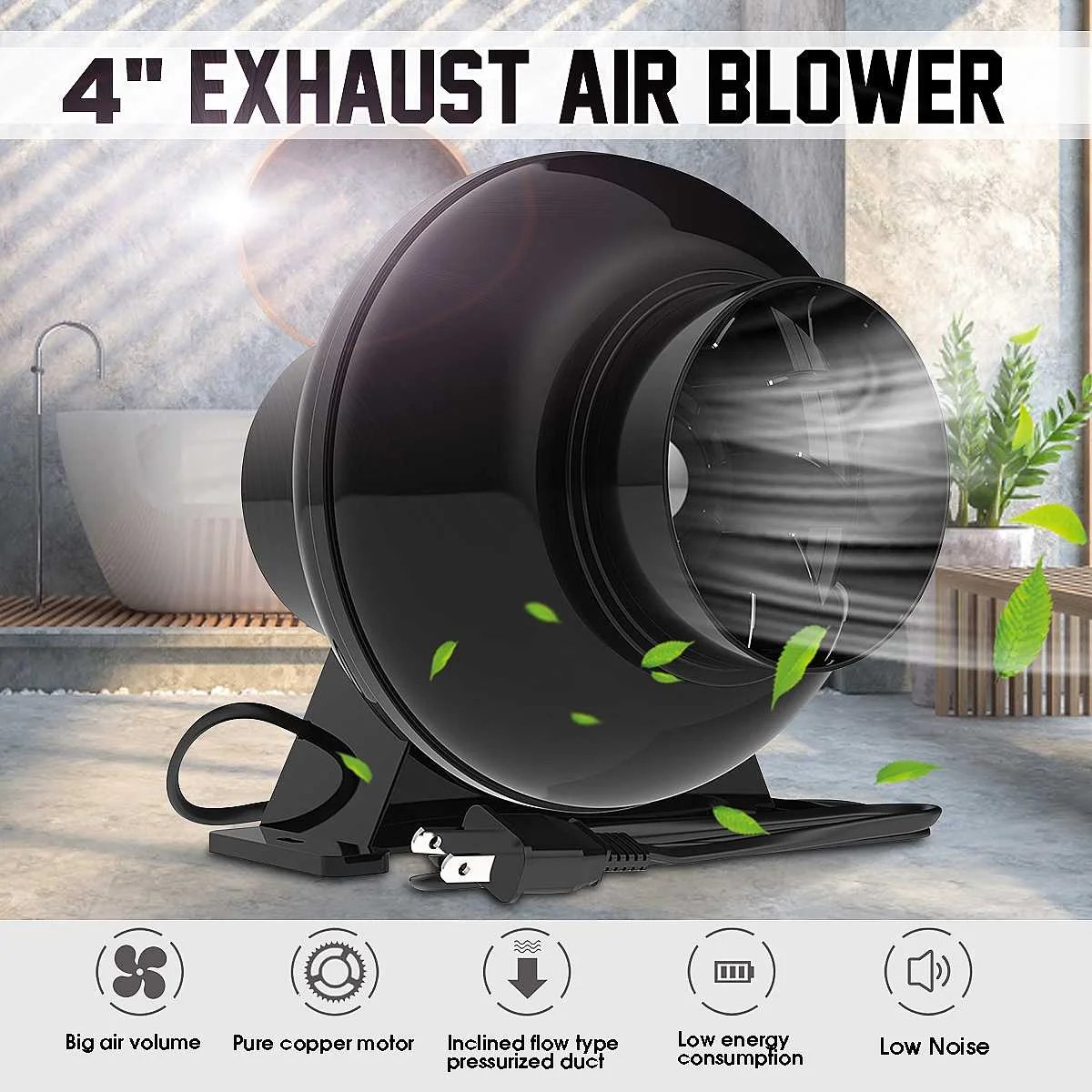 

240V 32W Duct Exhaust Fan 4 Inch 2500RPM Duct IP4X Protection Low Noise Large Flows Exhaust Ventilation Equipment