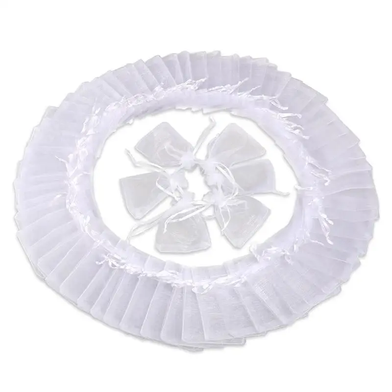 

100pcs/Set Organza Drawstring Gift Bags Wedding Favor Bags Jewellery Pouches For Party Supplies