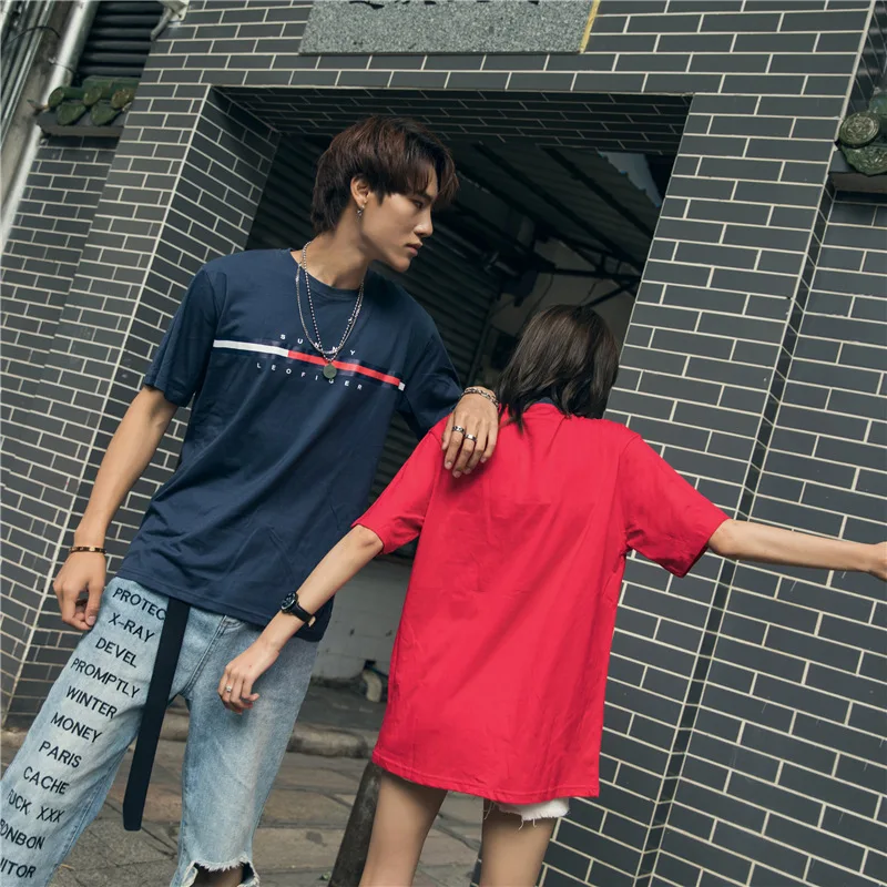 

Summer Short Sleeve T-shirt Men Trend Hong Kong Style Loose-Fit 2019 New Style Pure Cotton Crew Neck Popular Brand INS Men'S Wea